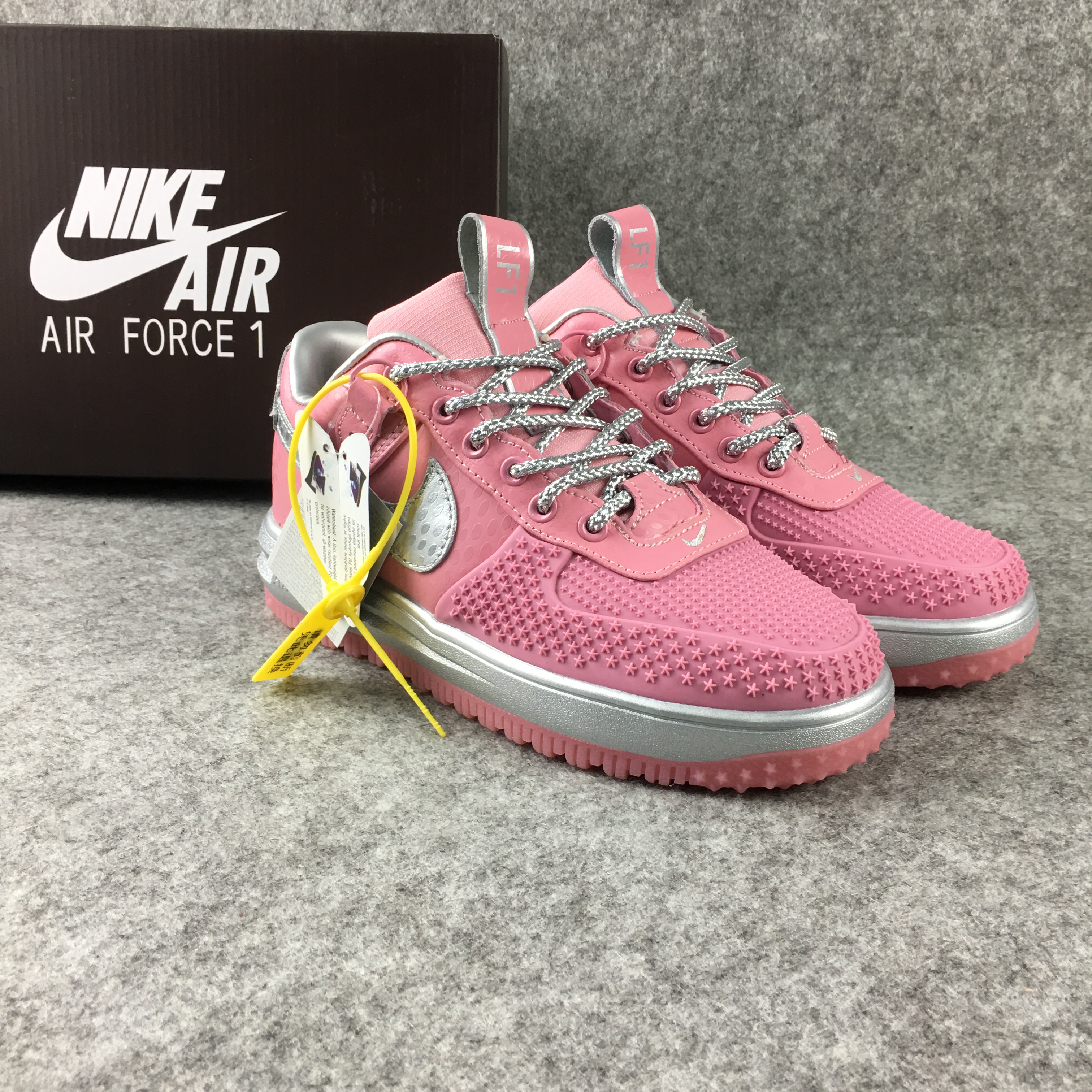 Women Nike Lunar Force 1 Low Pink Silver Shoes - Click Image to Close